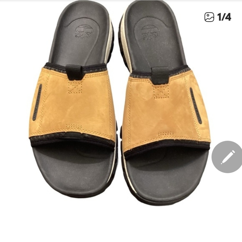 Timberland Tan and Black Men's Slide Sandals